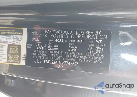 2021 Kia Soul Lx из США, поврежденный, VIN KNDJ23AU7M7747657